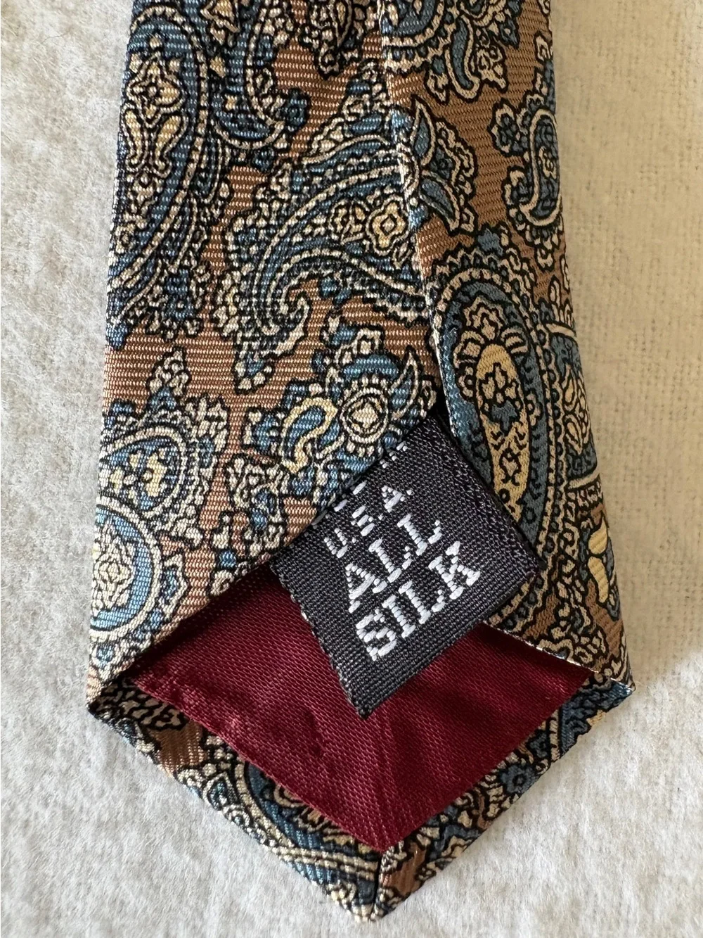 Vintage Bert Pulitzer Brown Paisley Silk Tie Classic Made in USA EUC